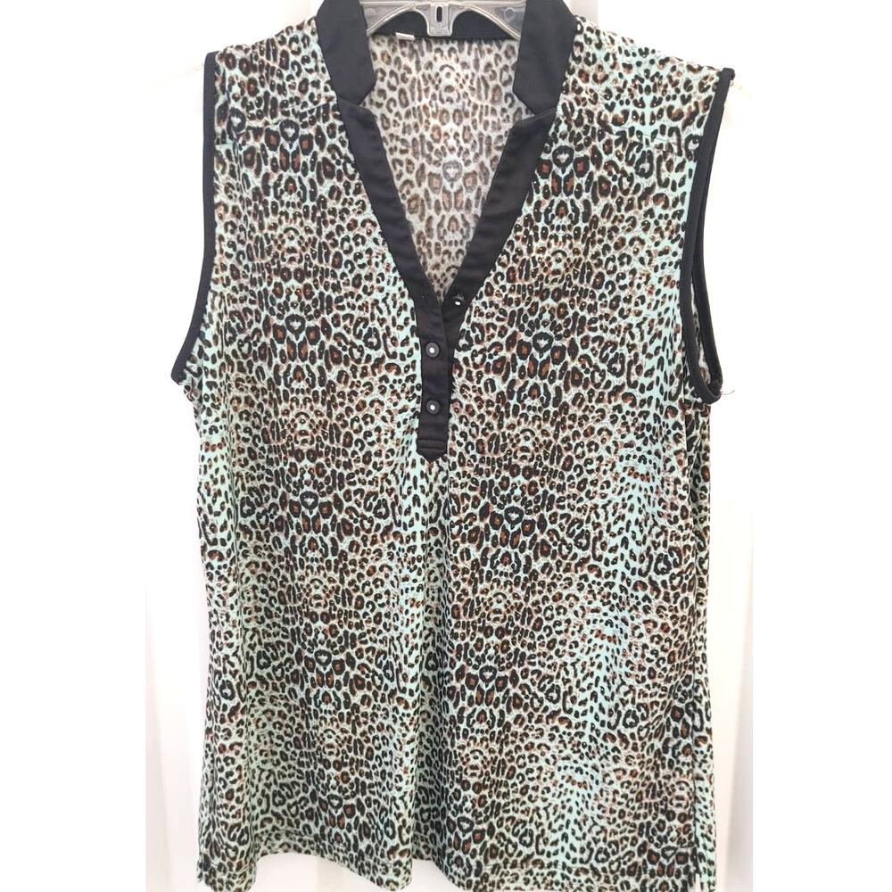 Monterey Club Shirt Sleeveless Tank Animal Print Medium